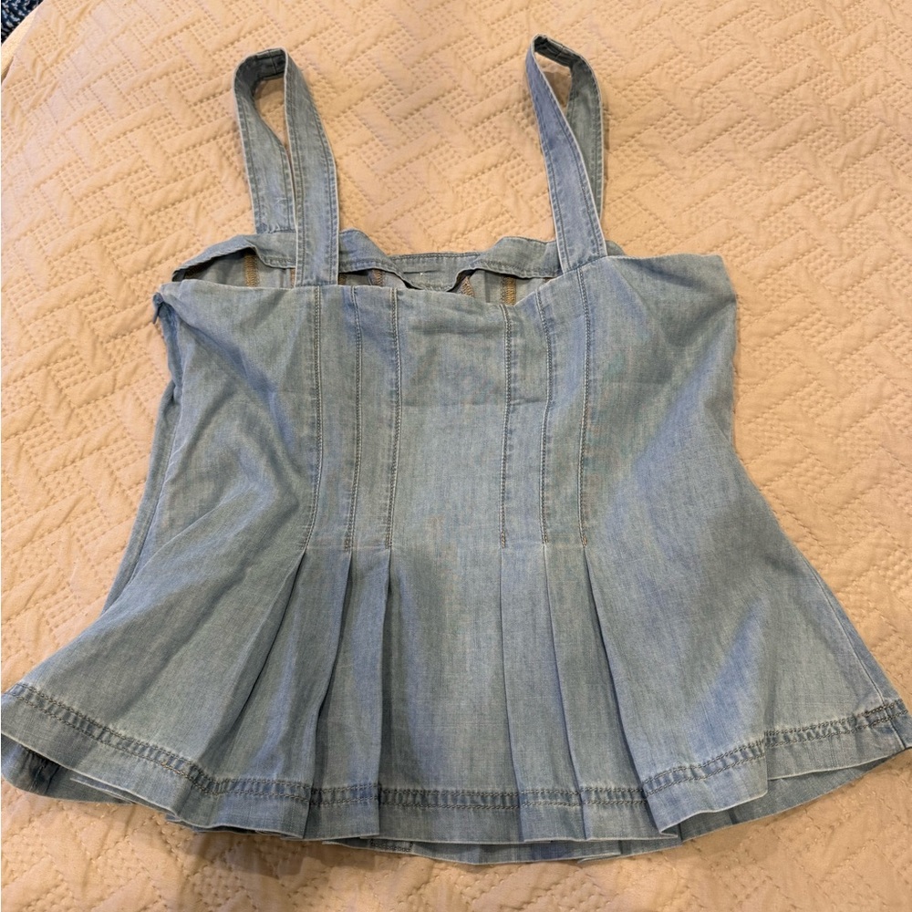 Veronica Beard Light Blue Denim Button Detail Tank Sz 10 - Picture 12 of 12